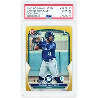 Carte Gabriel Gonzalez Seattle Mariners 2023 Bowman Gold Foil #BPPF-133 #26/50 authentifiée par PSA