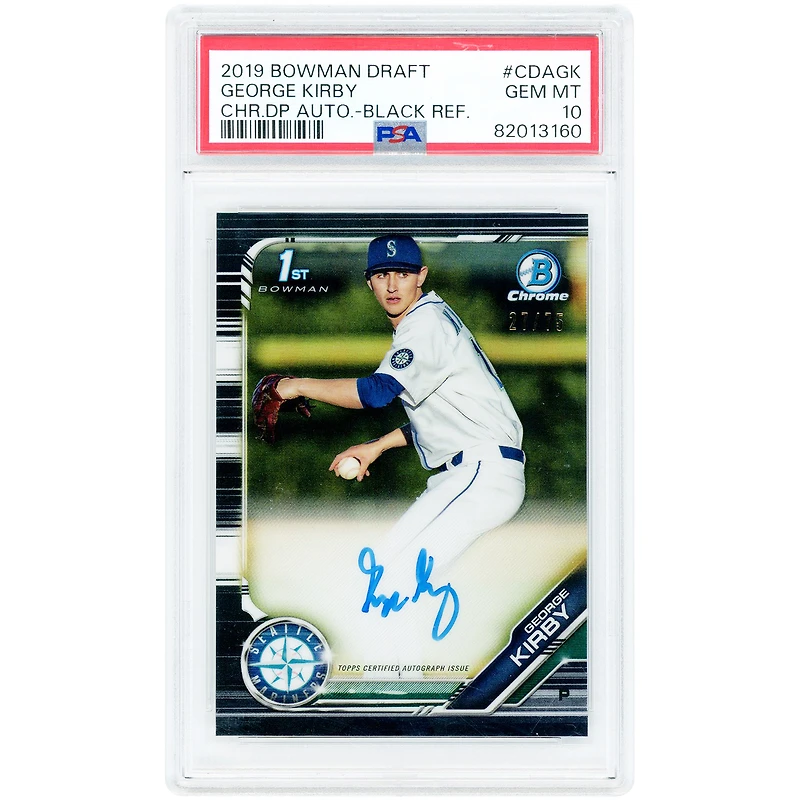 George Kirby Seattle Mariners Autographed 2019 Bowman Chrome Draft Black Refractor #CDA-GK #27/75 PSA Authenticated 10 Card