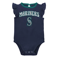 Lot de deux bodys pour nouveau-nés et bébés bleu marine/gris chiné Seattle Mariners Little Fan