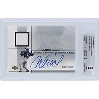 Ichiro Suzuki Seattle Mariners Autographed 2002 Upper Deck Signed Game Jersey Relic Card #J-IS #87/200 BGS Authenticated 9 Card