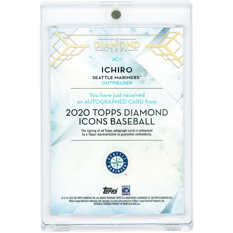 Ichiro Suzuki Seattle Mariners Autographed 2020 Topps Diamond Icons Black #AC-I #5/10 Card
