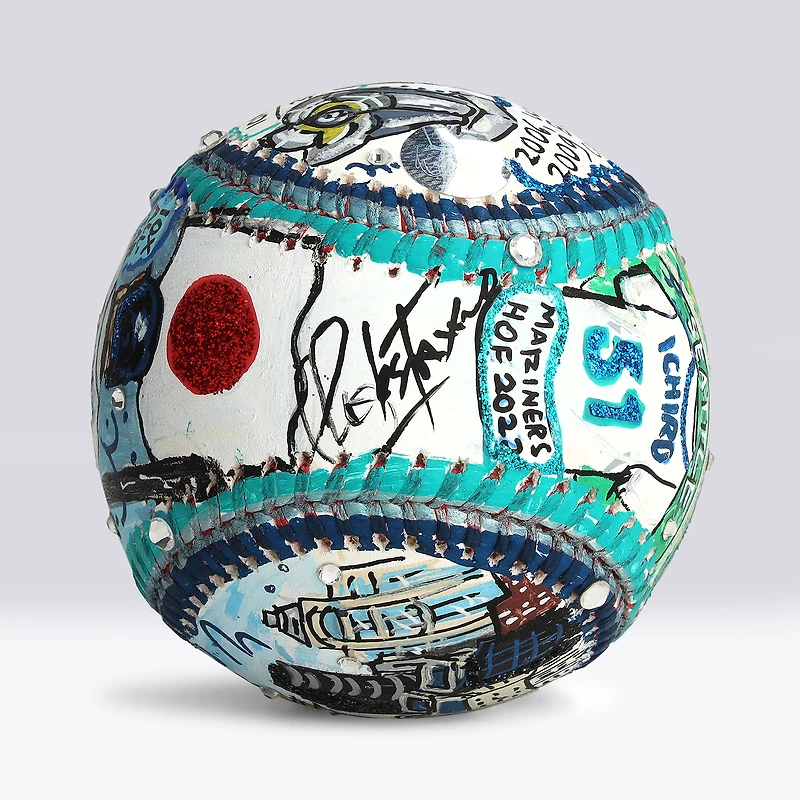 Ichiro Suzuki Seattle Mariners Autographed Baseball - Art by Charles Fazzino - NF70445980