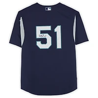 Maillot d'entraînement au bâton Mitchell & Ness bleu marine autographié par Ichiro Suzuki des Mariners de Seattle