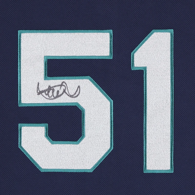 Maillot d'entraînement au bâton Mitchell & Ness bleu marine autographié par Ichiro Suzuki des Mariners de Seattle