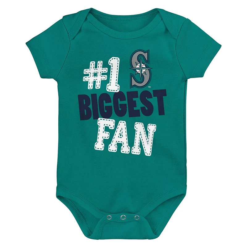 Infant Fanatics Seattle Mariners Fan Pennant 3-Pack Bodysuit Set