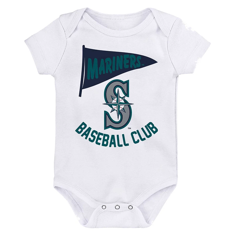 Infant Fanatics Seattle Mariners Fan Pennant 3-Pack Bodysuit Set