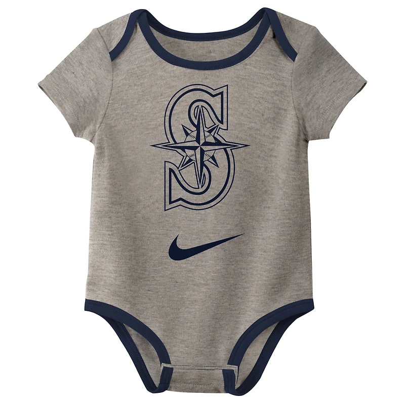 Infant Nike Seattle Mariners Authentic Collection Three-Pack Bodysuit Set