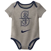 Infant Nike Seattle Mariners Authentic Collection Three-Pack Bodysuit Set