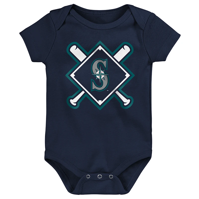Infant Outerstuff Seattle Mariners Home Plate 3-Piece Bodysuit Set