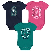 Ensemble de trois bodies pour bébé Seattle Mariners Slide Home