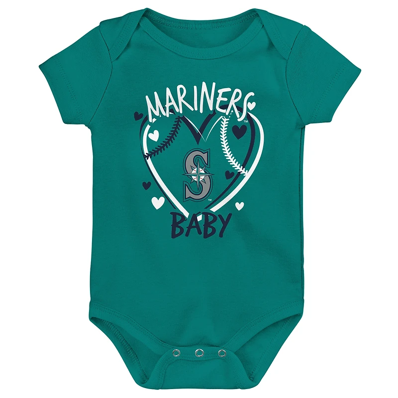 Ensemble de trois bodies pour bébé Seattle Mariners Slide Home