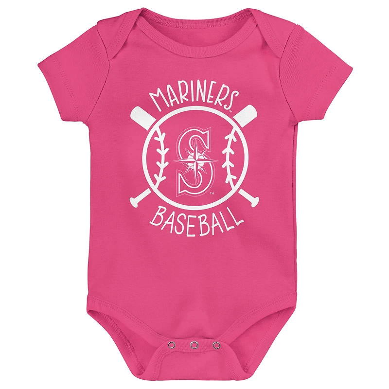 Ensemble de trois bodies pour bébé Seattle Mariners Slide Home
