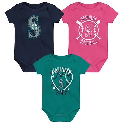 Ensemble de trois bodies pour bébé Seattle Mariners Slide Home
