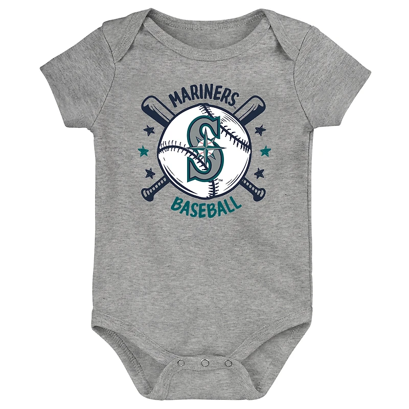 Infant  Teal Seattle Mariners Batter Up 3-Pack Bodysuit Set