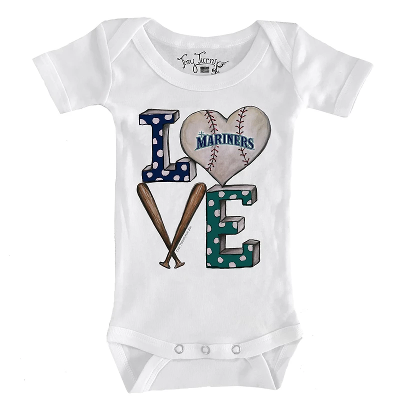 Body bébé blanc à motif de baseball des Seattle Mariners, petit navet