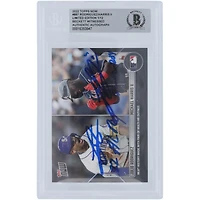 Julio Rodríguez des Mariners de Seattle et Michael Harris II des Braves d'Atlanta ont autographié la carte Topps 2022 n° 887 n° 1/12 de Beckett Fanatics, qui a été témoin d'une carte de recrue authentifiée avec les inscriptions « 22 AL ROY » et « 22 NL ROY »