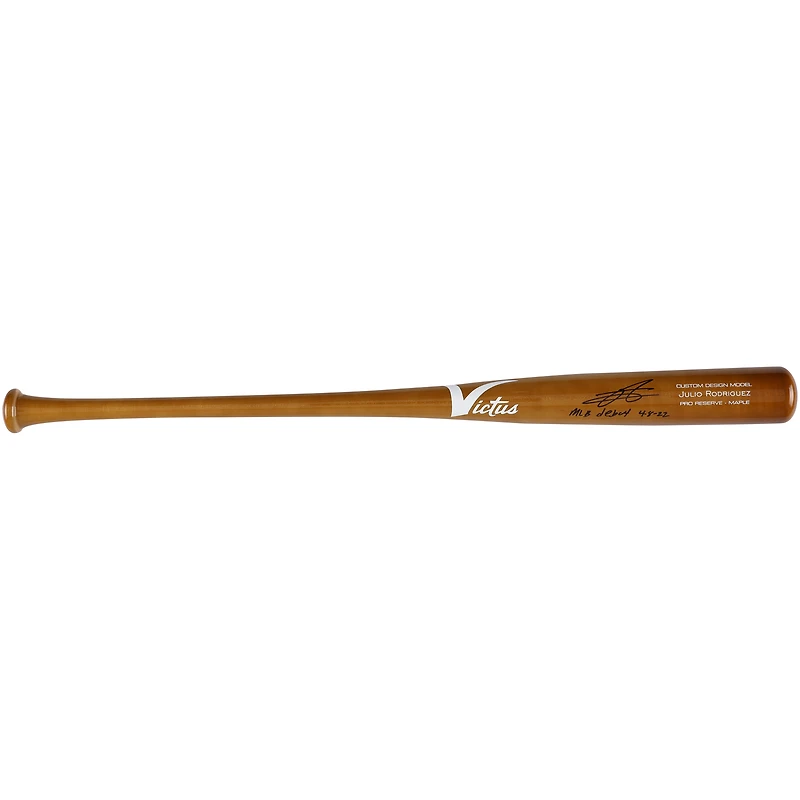Julio Rodríguez Seattle Mariners Autographed Black Victus Game Model Bat with "MLB Debut 4-8-22" Inscription