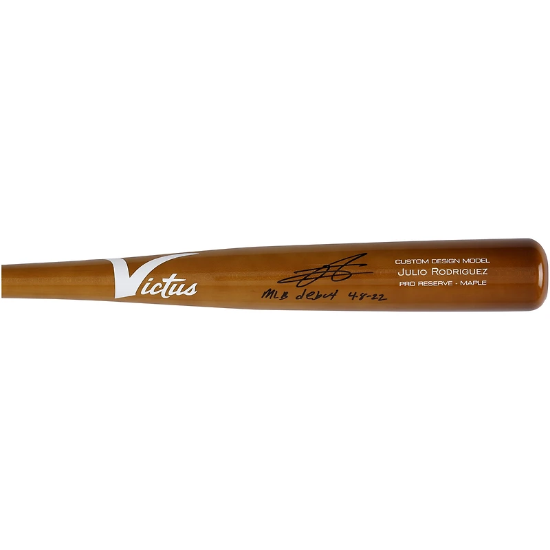 Julio Rodríguez Seattle Mariners Autographed Black Victus Game Model Bat with "MLB Debut 4-8-22" Inscription
