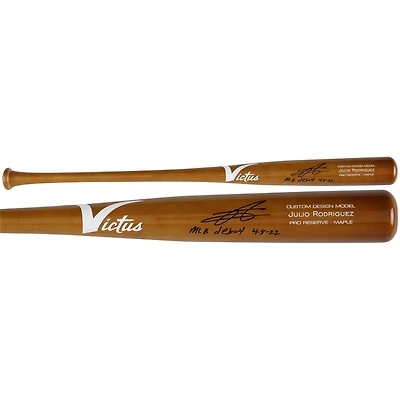 Julio Rodríguez Seattle Mariners Autographed Black Victus Game Model Bat with "MLB Debut 4-8-22" Inscription