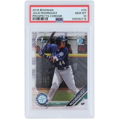 Julio Rodriguez Seattle Mariners 2019 Bowman Chrome 1er Bowman #BCP-33 PSA Authentifié 10 Carte