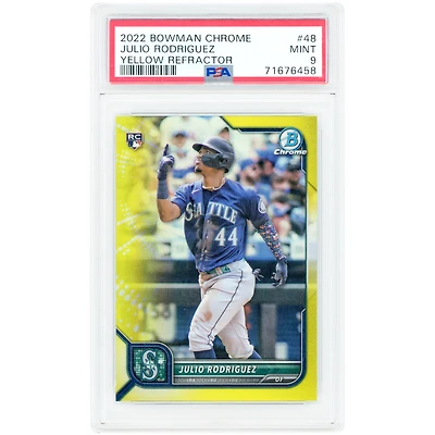 Julio Rodriguez Seattle Mariners 2022 Bowman Chrome Yellow Refractor #48 #8/75 PSA Authenticated 9 Rookie Card