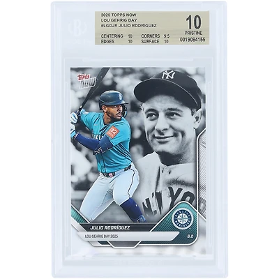 Carte Julio Rodriguez Seattle Mariners 2025 Topps Now Lou Gehrig Day #LGD-JR authentifiée BGS 10 - Sous-notes 10, 9,5, 10, 10