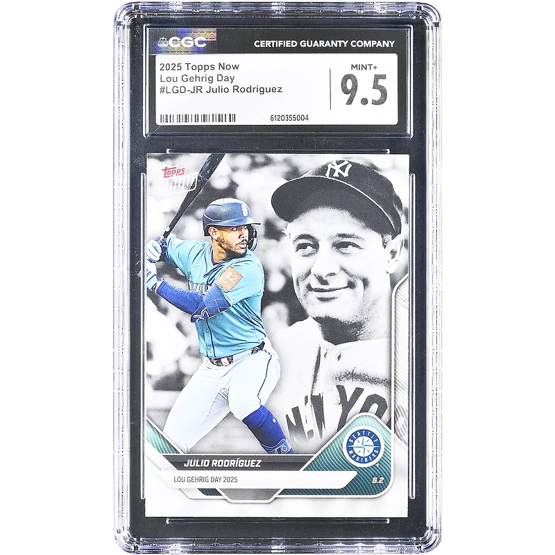 Carte Julio Rodriguez Seattle Mariners 2025 Topps Now Lou Gehrig Day #LGD-JR authentifiée CGC 9.5
