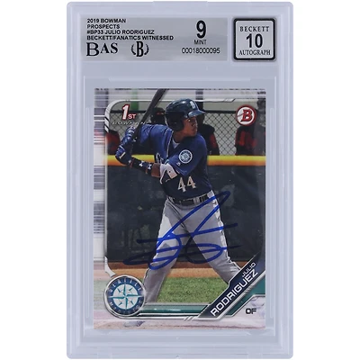 Julio Rodriguez Seattle Mariners autographié 2019 Bowman Prospects #BP-33 Beckett Fanatics Witnessed Authenticated 9/10 Card