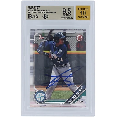 Julio Rodriguez Seattle Mariners Autographed 2019 Bowman Prospects #BP-33 Beckett Fanatics Witnessed Authenticated / Card