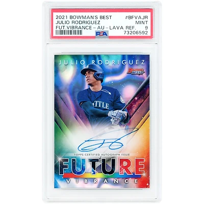 Julio Rodriguez Seattle Mariners Autographed 2021 Bowman Best Future Vibrance Lava Refractor #BFVA-JR #11/50 PSA Authenticated 9 Card