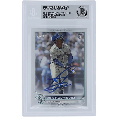 Julio Rodriguez Seattle Mariners Autographié 2022 Topps Chrome Mise à jour #USC150 Beckett Fanatics a vu une carte de recrue authentifiée