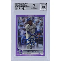 Julio Rodriguez Seattle Mariners Autographed 2022 Topps Chrome Update Purple Refractor #USC150 Beckett Fanatics Witnessed Authenticated 9/10 Rookie Card