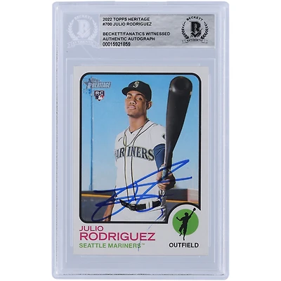 Julio Rodriguez Seattle Mariners Autographed 2022 Topps Heritage #700 Beckett Fanatics Witnessed Authenticated Rookie Card