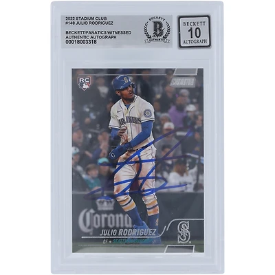 Julio Rodriguez Seattle Mariners Autographié 2022 Topps Stadium Club #148 Beckett Fanatics Witnessed Authenticed 10 Rookie Card