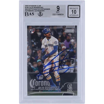 Julio Rodriguez Seattle Mariners Autographié 2022 Topps Stadium Club #148 Beckett Fanatics Witnessed Authenticed 9/10 Rookie Card