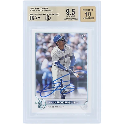 Julio Rodriguez Seattle Mariners Autographed 2022 Topps Update #US44 Beckett Fanatics Witnessed Authenticated 9.5/10 Rookie Card