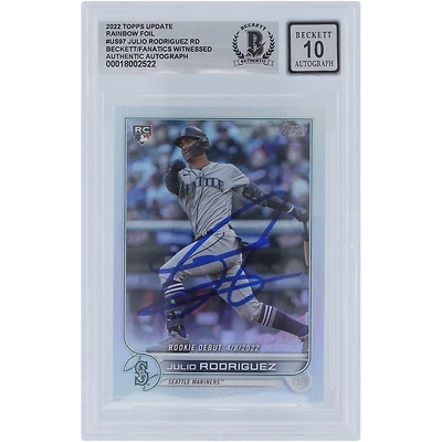 Julio Rodriguez Seattle Mariners Autographed 2022 Topps Update Rainbow Foil #US97 Beckett Fanatics Witnessed Authenticated 10 Rookie Card