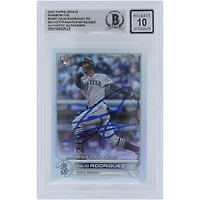 Julio Rodriguez Seattle Mariners Autographed 2022 Topps Update Rainbow Foil #US97 Beckett Fanatics Witnessed Authenticated 10 Rookie Card