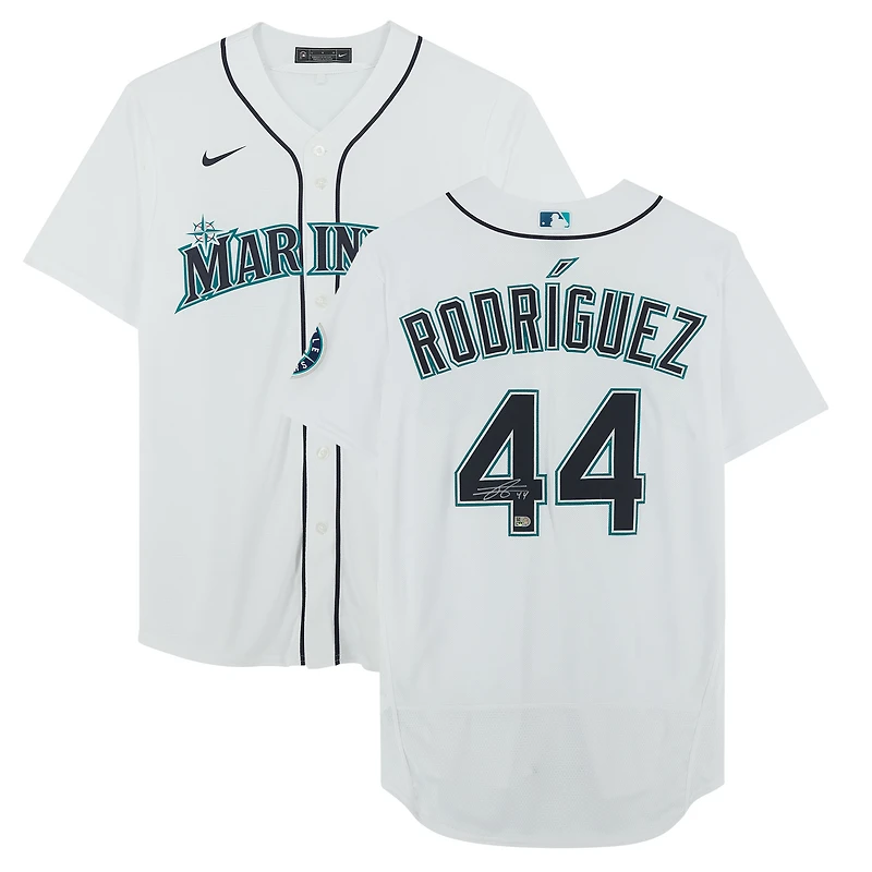 Maillot Nike authentique blanc autographié par Julio Rodriguez des Seattle Mariners