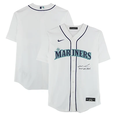 Maillot réplique blanc Nike autographié par Kade Anderson des Mariners de Seattle avec inscription « Choix n° 3 de la saison 2025 ».