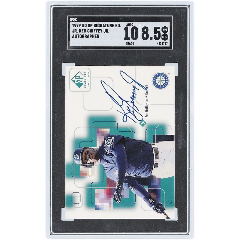 Carte autographiée de Ken Griffey Jr. (Seattle Mariners), édition spéciale Upper Deck SP Signature de 1999, numéro JR, authentifiée par SGC (8,5/10).