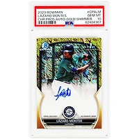 Lázaro Montes Seattle Mariners Autographed 2023 Bowman Chrome Gold Shimmer Refractor #CPA-LM #9/50 PSA Authenticated 10 Card