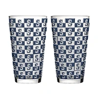 Logo Brands Seattle Mariners Two-Pack Gridiron Stained 16oz. Pint Glass Set