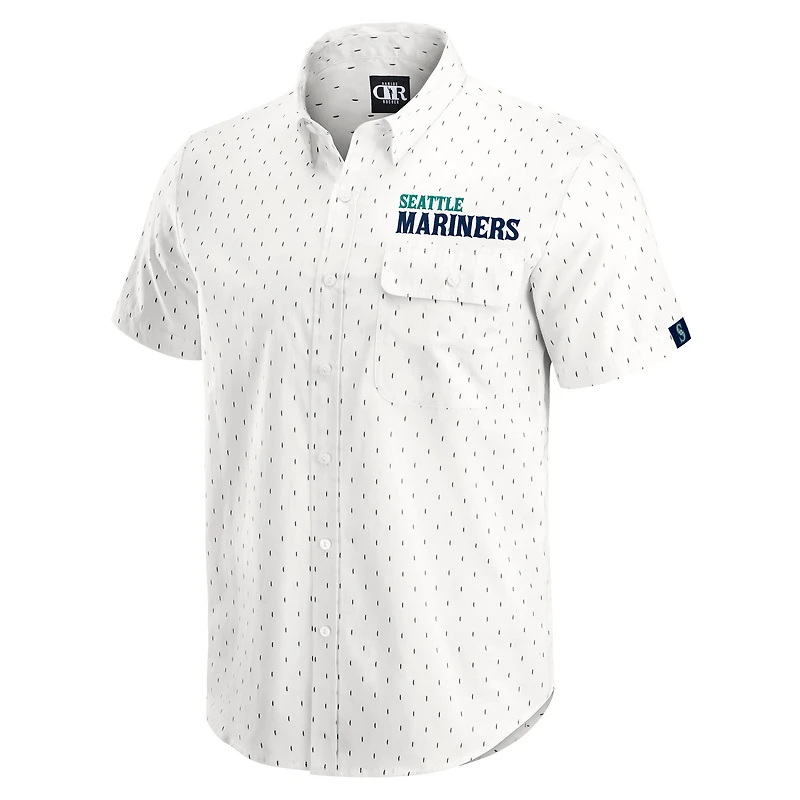 Men's Darius Rucker Collection by Fanatics Cream Seattle Mariners Printed Button-Down Shirt
