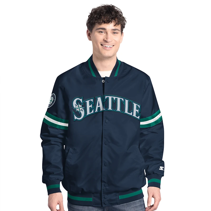 Veste universitaire à boutons-pression Starter Navy Seattle Mariners Scout pour homme