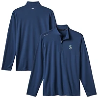 Men's TravisMathew  Navy Seattle Mariners Time to Tailgate Tri-Blend Quarter-Zip Pullover
