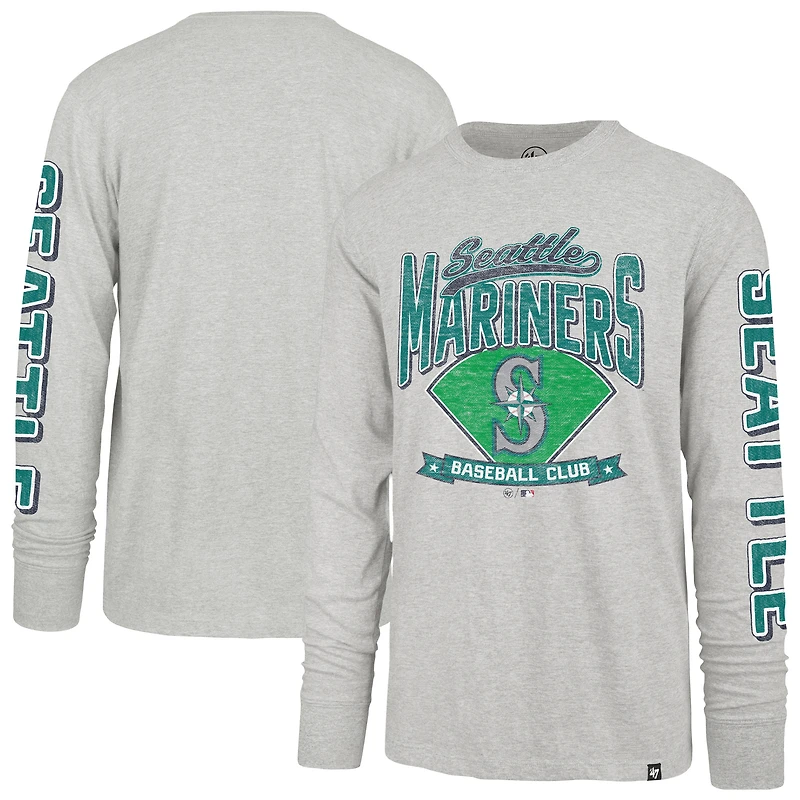 T-shirt à manches longues Fair Ball Franklin gris pour homme des Seattle Mariners '47