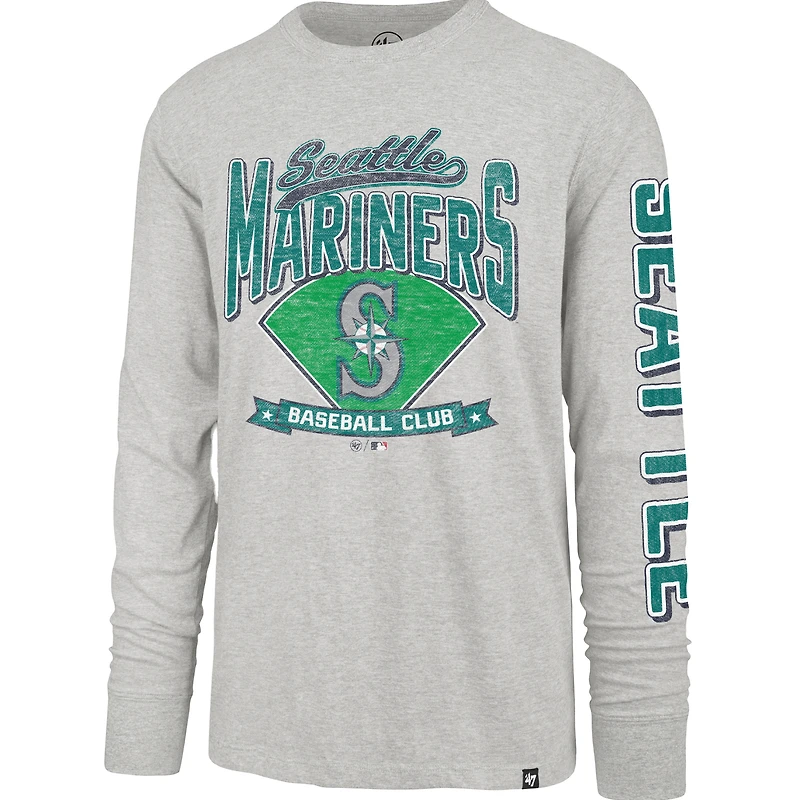 T-shirt à manches longues Fair Ball Franklin gris pour homme des Seattle Mariners '47