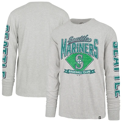 T-shirt à manches longues Fair Ball Franklin gris pour homme des Seattle Mariners '47