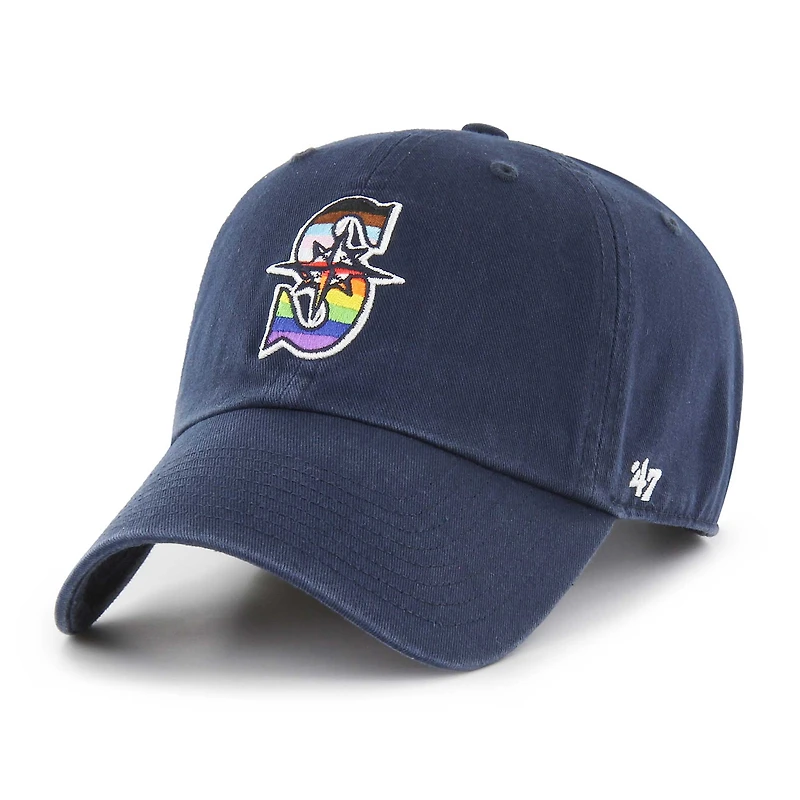 Men's '47 Navy Seattle Mariners Team Pride Clean Up Adjustable Hat